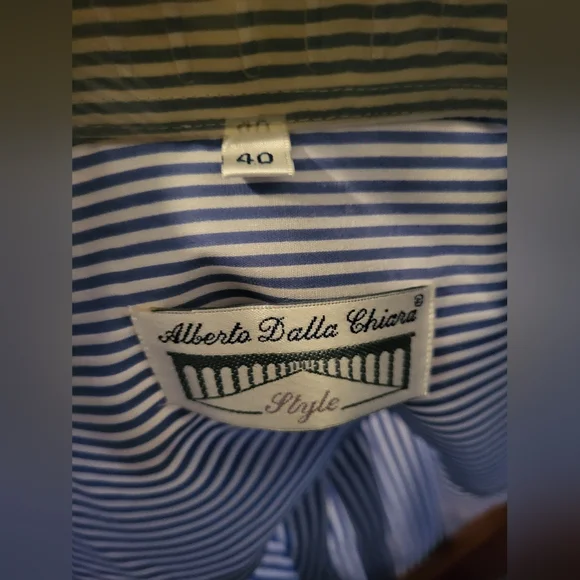 NWT Alberto Dalla Chiara Design Men's Stripe Button Up Dress Shirt Sz 40 (M) - Picture 3 of 6